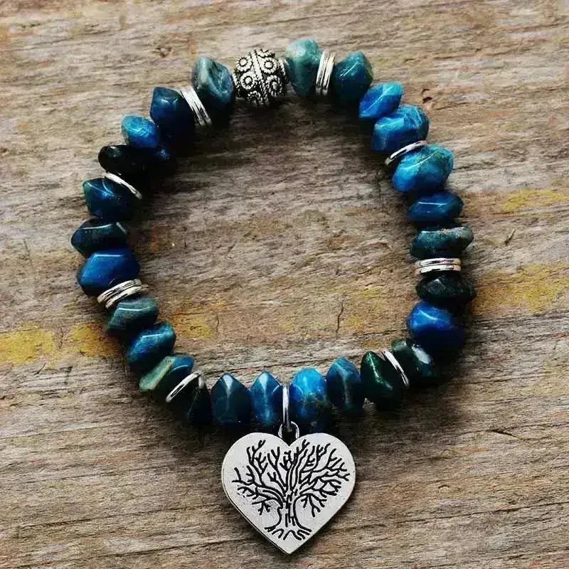 Tree of Life Apatite Bracelet – Natural Stone Vegan Jewelry - Femstylo