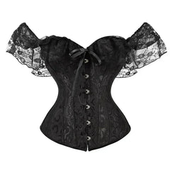 Fashion Princess Style Women Lingerie Bodyshaper Bridal Corset Bustier Tops For Women Short-Sleeve Lace Up Corselet Plus Size