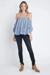 Women's Cold Shoulder Checkered Top - Femstylo