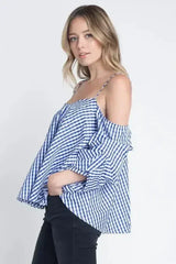 Women's Cold Shoulder Checkered Top - Femstylo