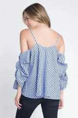 Women's Cold Shoulder Checkered Top - Femstylo