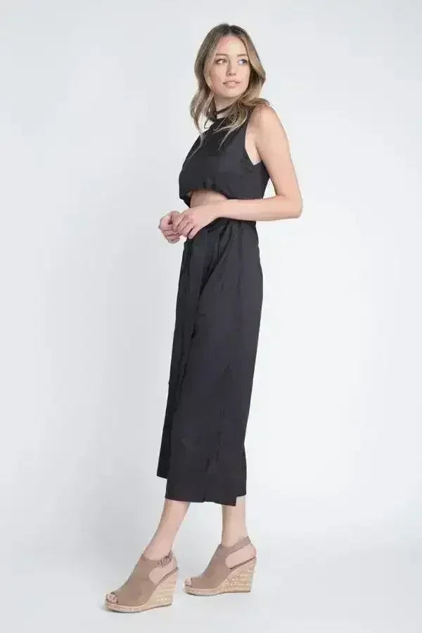 Women's Sleeveless Tie Jumpsuit with Slit - Femstylo