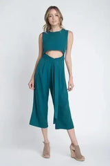 Women's Sleeveless Tie Jumpsuit with Slit - Femstylo