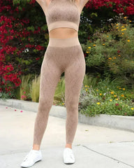 Bedford Seamless Python Pattern Leggings & Sports Bra Set- Coffee - Femstylo