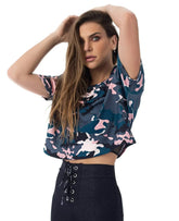 Daisy Camo Short Sleeve Crop Top | Stylish & Comfortable - Femstylo
