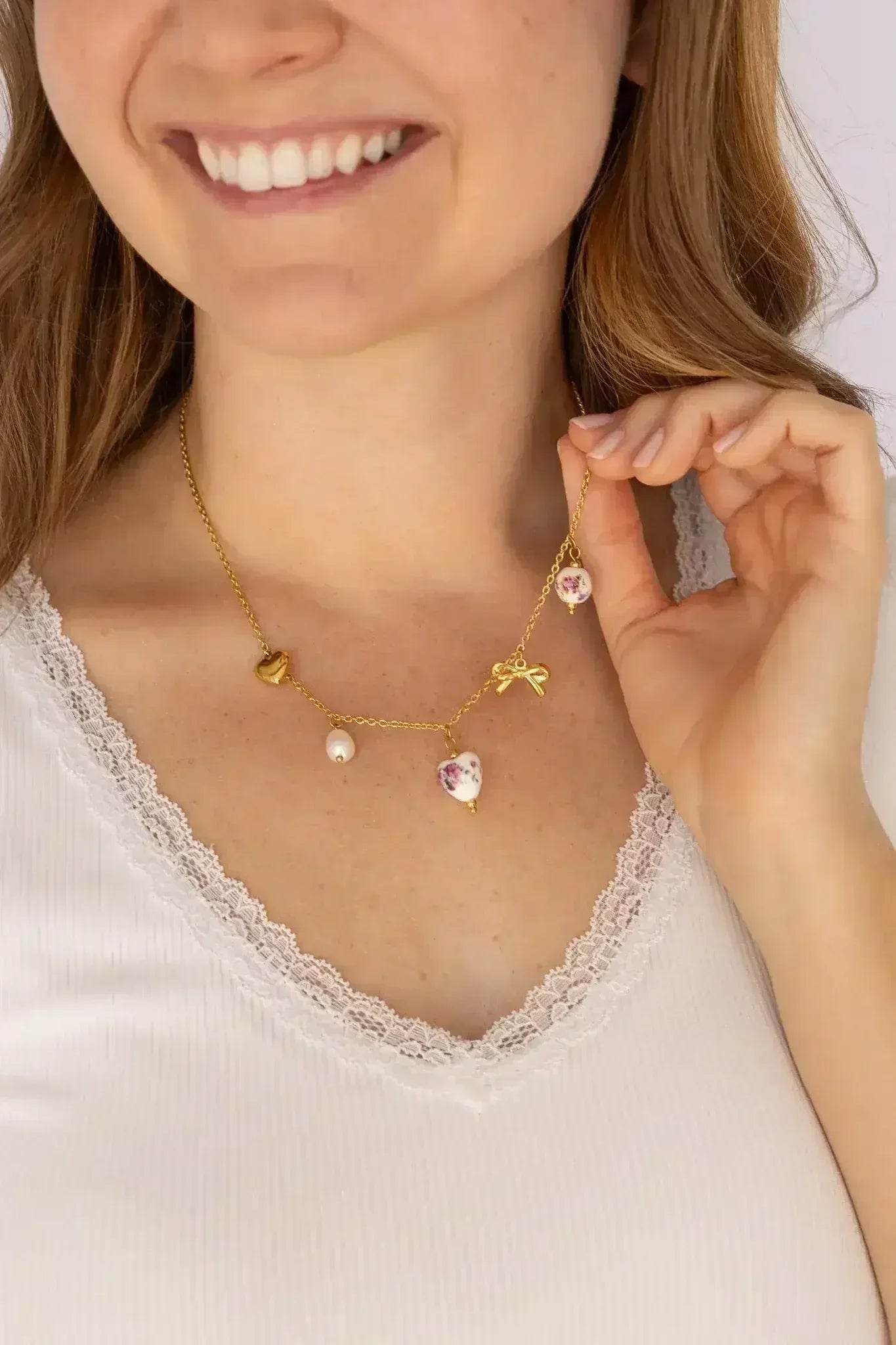 Bella Charm Necklace in Rose - Femstylo