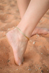 Persephone Anklet in Gold pleated Stainless steel Anklet | Femstylo - Femstylo