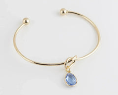Dainty Knot Bracelet, Gold Plated Wire Knot Bangle with Birthstone - Femstylo