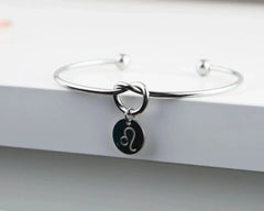 Dainty Knot Bracelet, Wire Knot Bangle with Zodiac Symbol Charm Gift - Femstylo