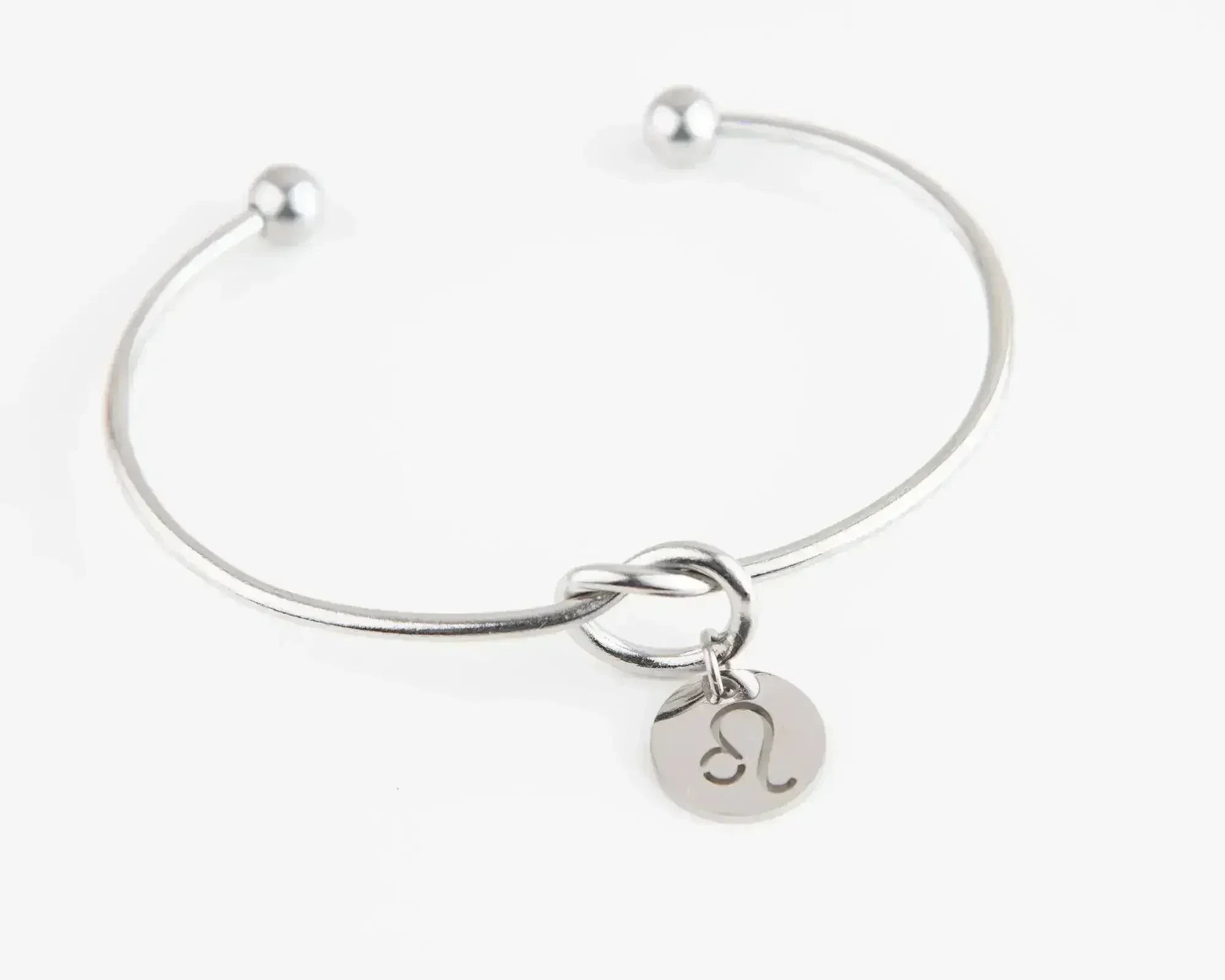 Dainty Knot Bracelet, Wire Knot Bangle with Zodiac Symbol Charm Gift - Femstylo