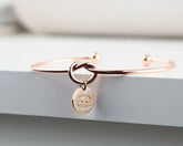 Dainty Knot Bracelet, Rose Gold Plated Wire Knot Bangle with Zodiac - Femstylo