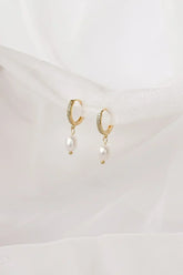 Abbey Pearl Huggie Hoop - Femstylo