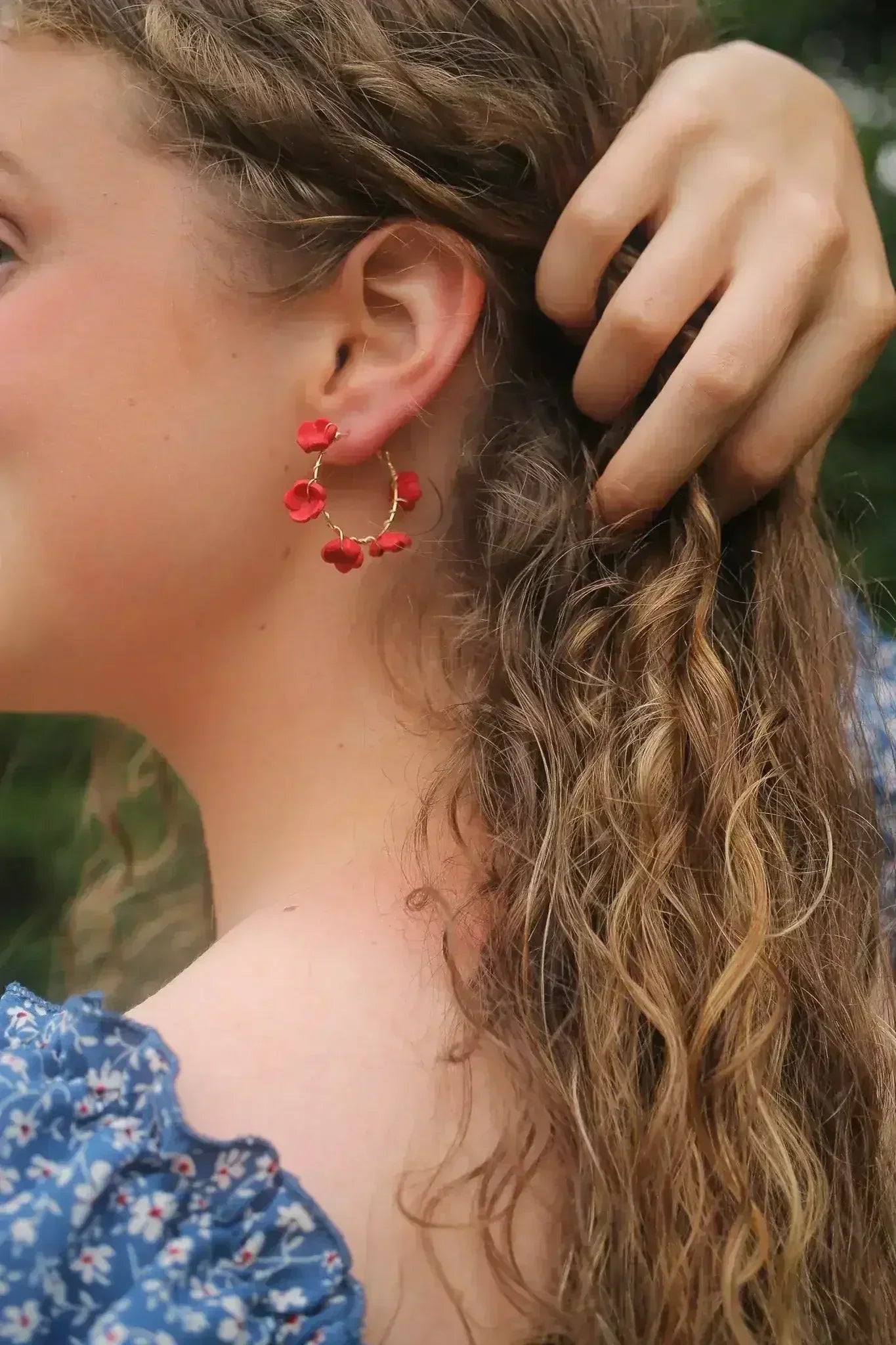 Poppy Hoop in Cherry Red (Gold Filled) - Femstylo