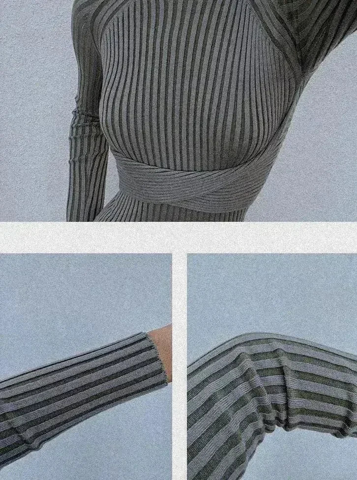 Mock Neck Bodycon Midi Dress - Open Back Twist Detail | Femstylo - Femstylo