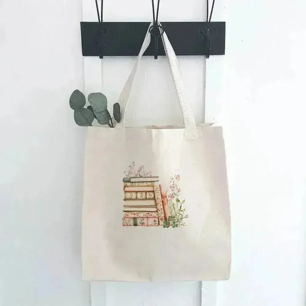 Spring Book Stack - Canvas Tote Bag - Femstylo