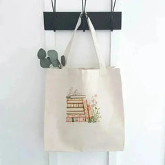 Spring Book Stack - Canvas Tote Bag - Femstylo