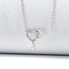 Heart Link Necklace, Interwined Heart Silver Necklace, Women Necklace - Femstylo