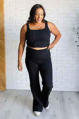 It's All About the Balance Twill Square Neck Crop Top in Black - Femstylo