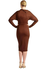 Josefa Asymmetric Convertible Midi Dress - Gold Zipper Detail - Femstylo