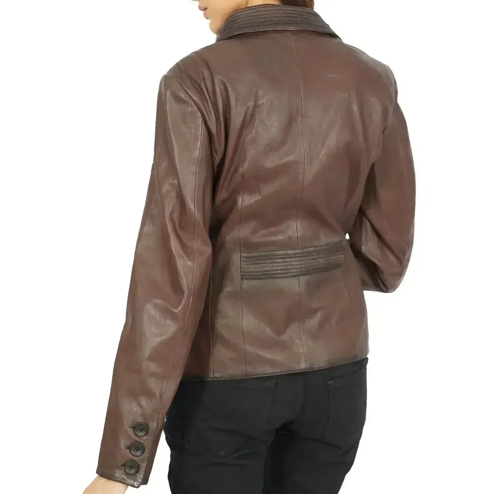 Josie Blazer Brown Leather Jacket - Femstylo