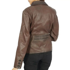 Josie Blazer Brown Leather Jacket - Femstylo