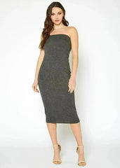 Women's Tube Top Bodycon Midi Dress - Femstylo