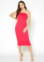 Women's Tube Top Bodycon Midi Dress - Femstylo