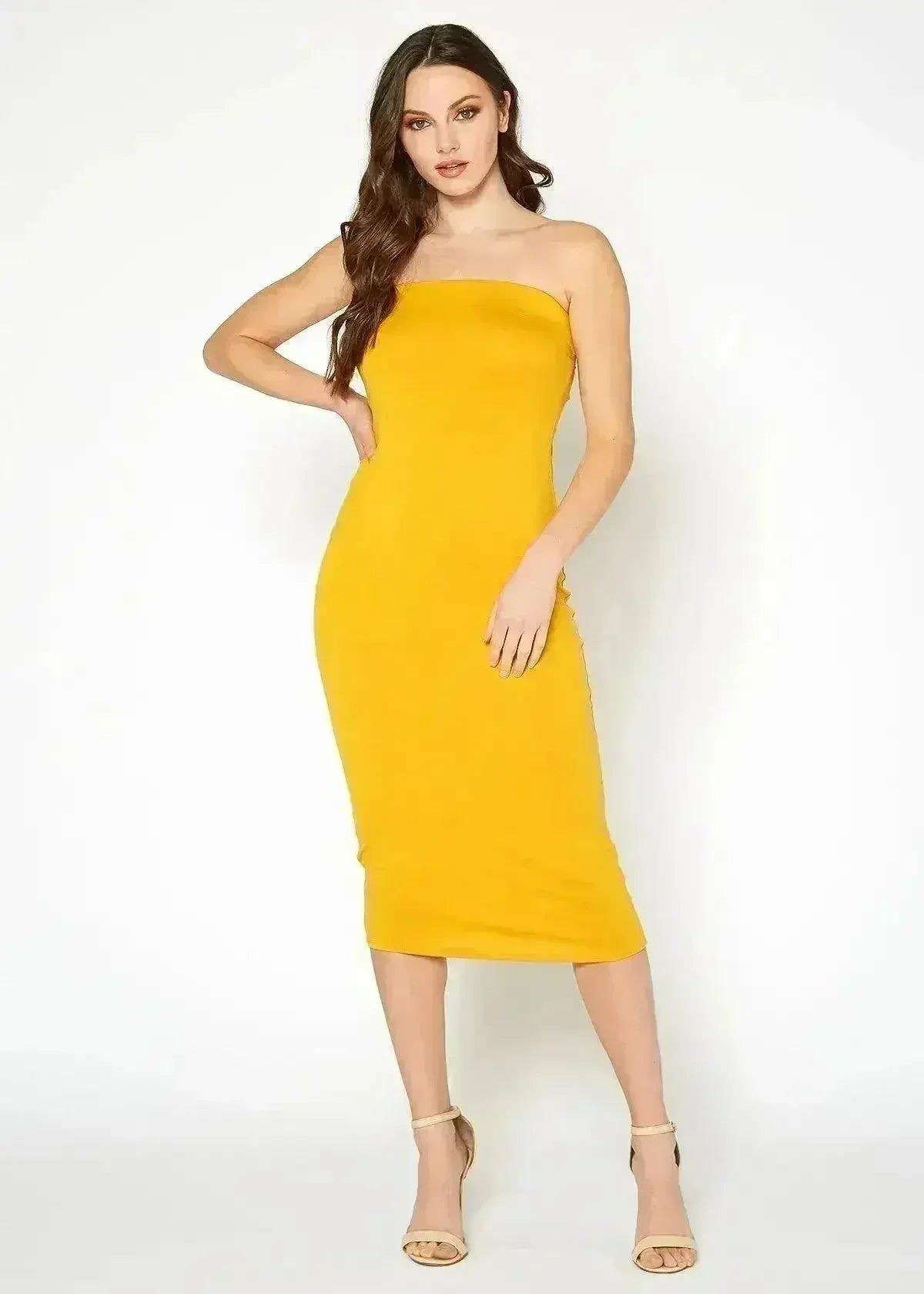 Women's Tube Top Bodycon Midi Dress - Femstylo