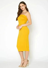 Women's Tube Top Bodycon Midi Dress - Femstylo