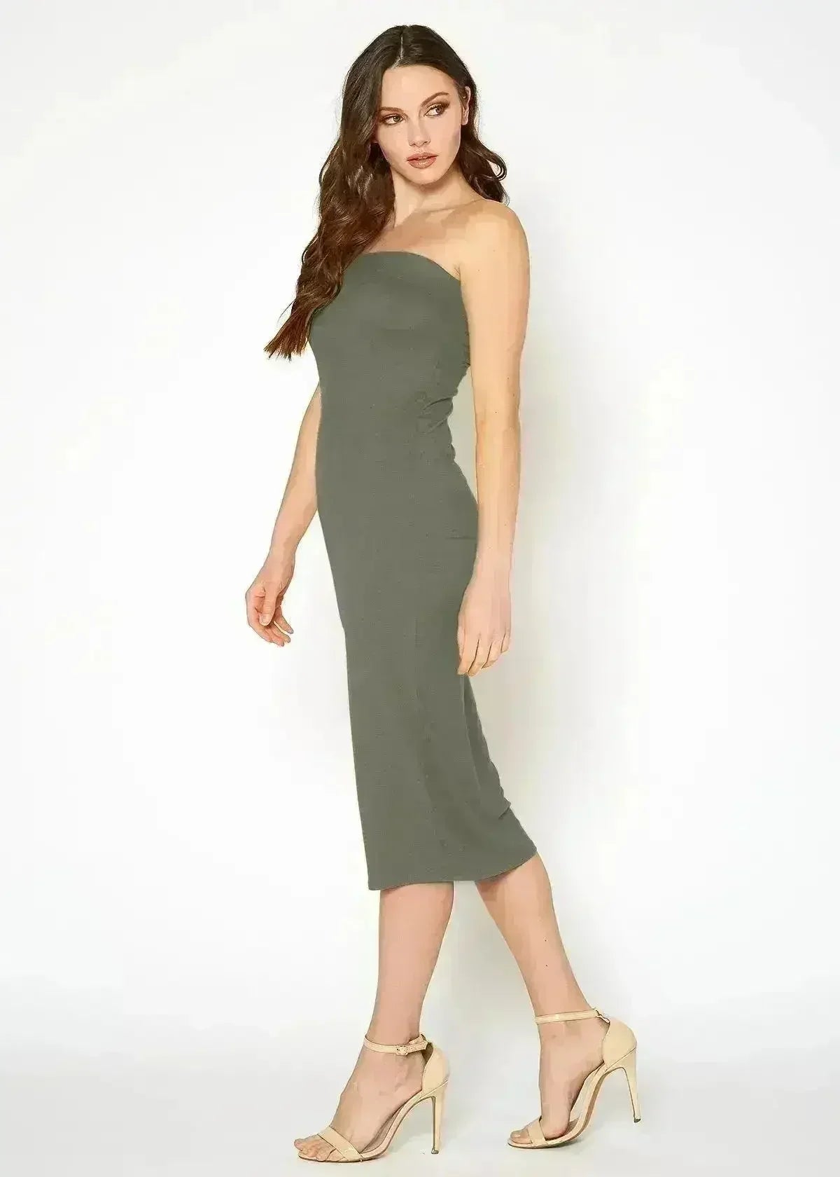 Women's Tube Top Bodycon Midi Dress - Femstylo