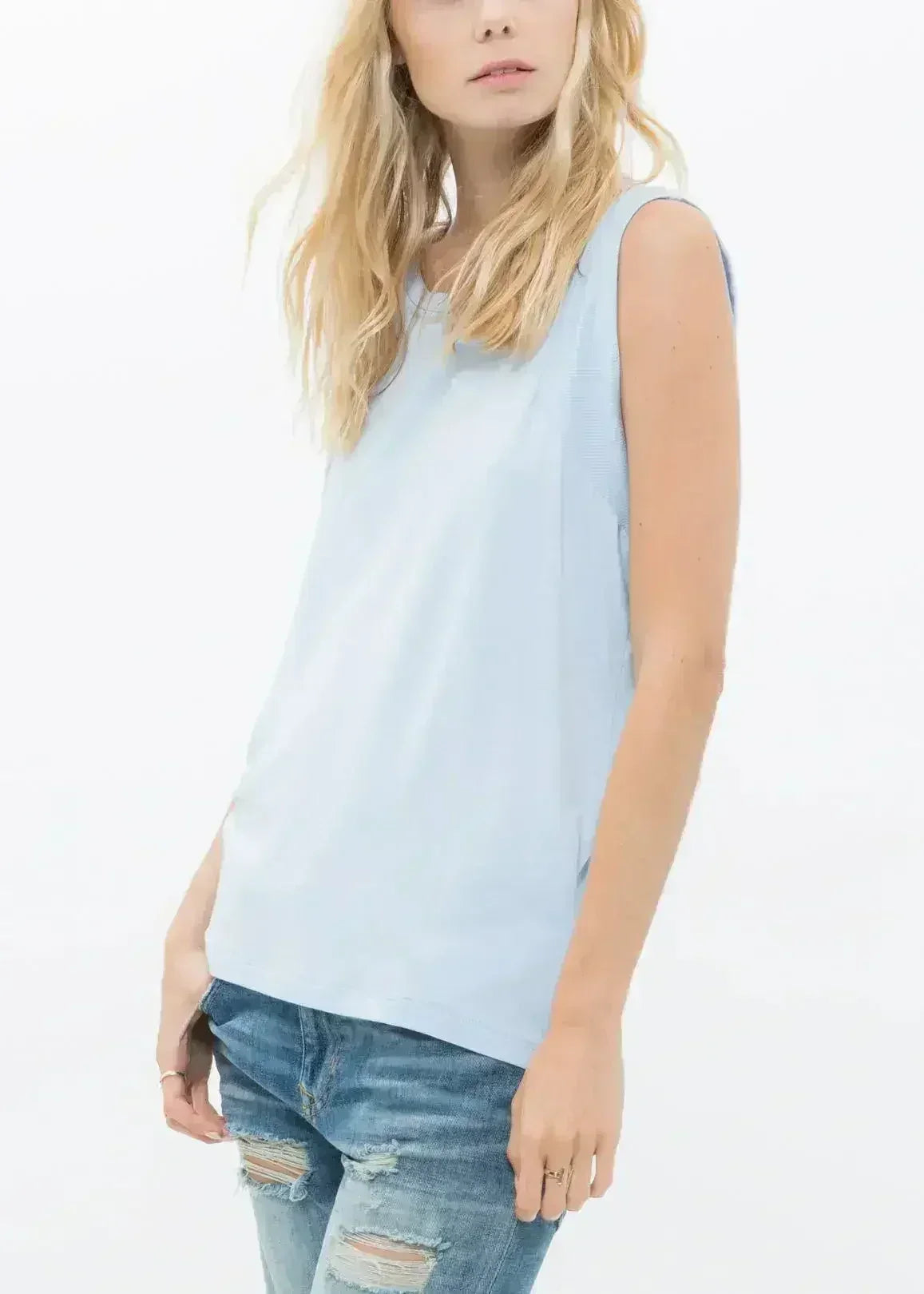 Women's Rib Contrast Muscle Tank Top - Femstylo