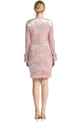 Kara Dress - Long sleeve crushed velvet v-neck dress adorned with bell - Femstylo