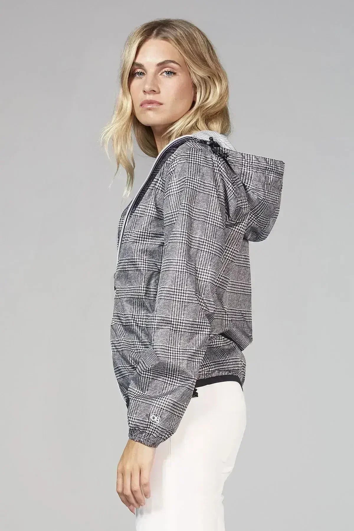 Women's plaid full zip packable rain jacket and windbreaker ***FINAL - Femstylo