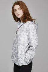 White Camo Full Zip packable rain jacket and windbreaker - Femstylo
