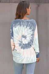 Multicolor Ombre Tie Dye Loose Casual Sweatshirt - Femstylo
