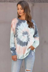 Multicolor Ombre Tie Dye Loose Casual Sweatshirt - Femstylo