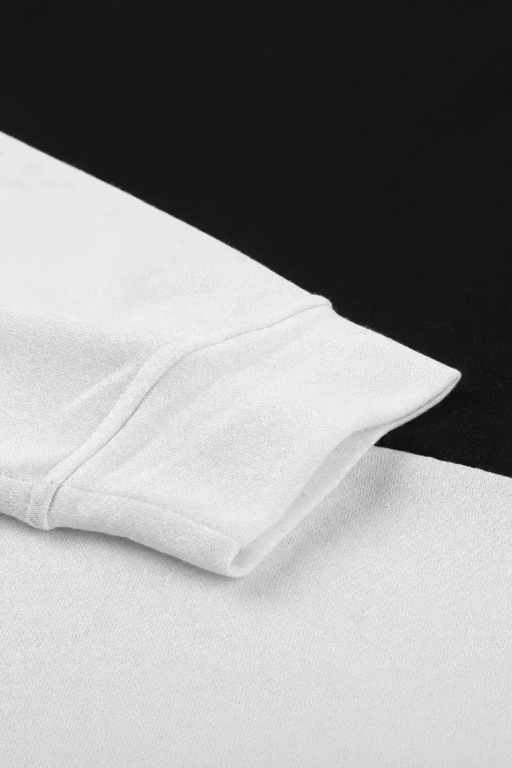 Black White Patchwork Dropped Shoulder Sleeve Sweatshirt - Femstylo