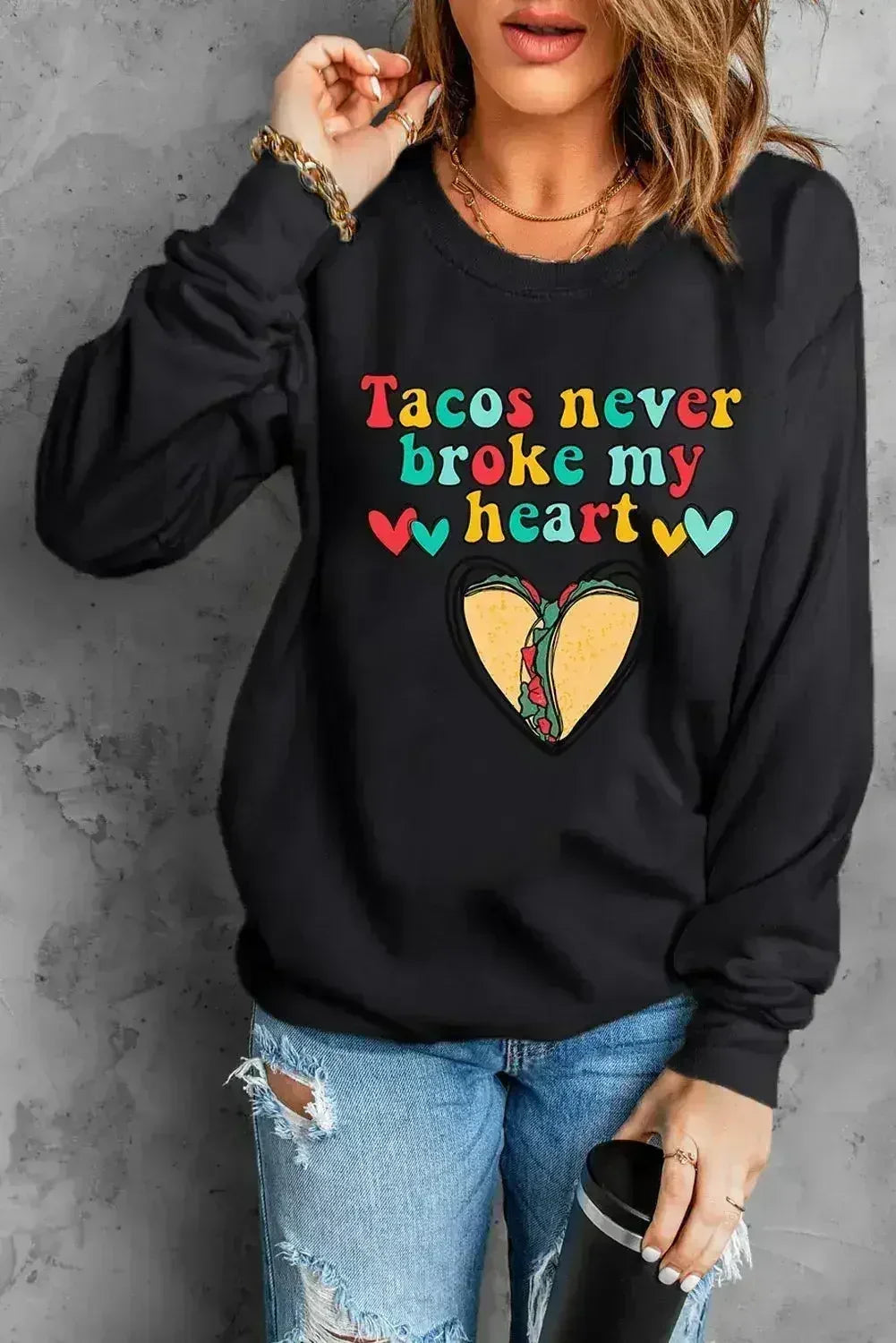 Letter Graphic Heart Sweatshirt - Femstylo