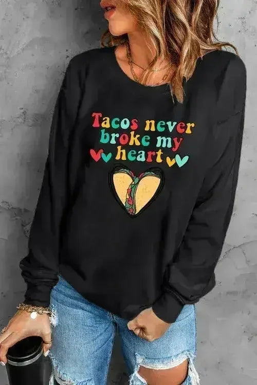 Letter Graphic Heart Sweatshirt - Femstylo