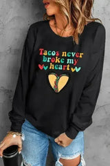 Letter Graphic Heart Sweatshirt - Femstylo