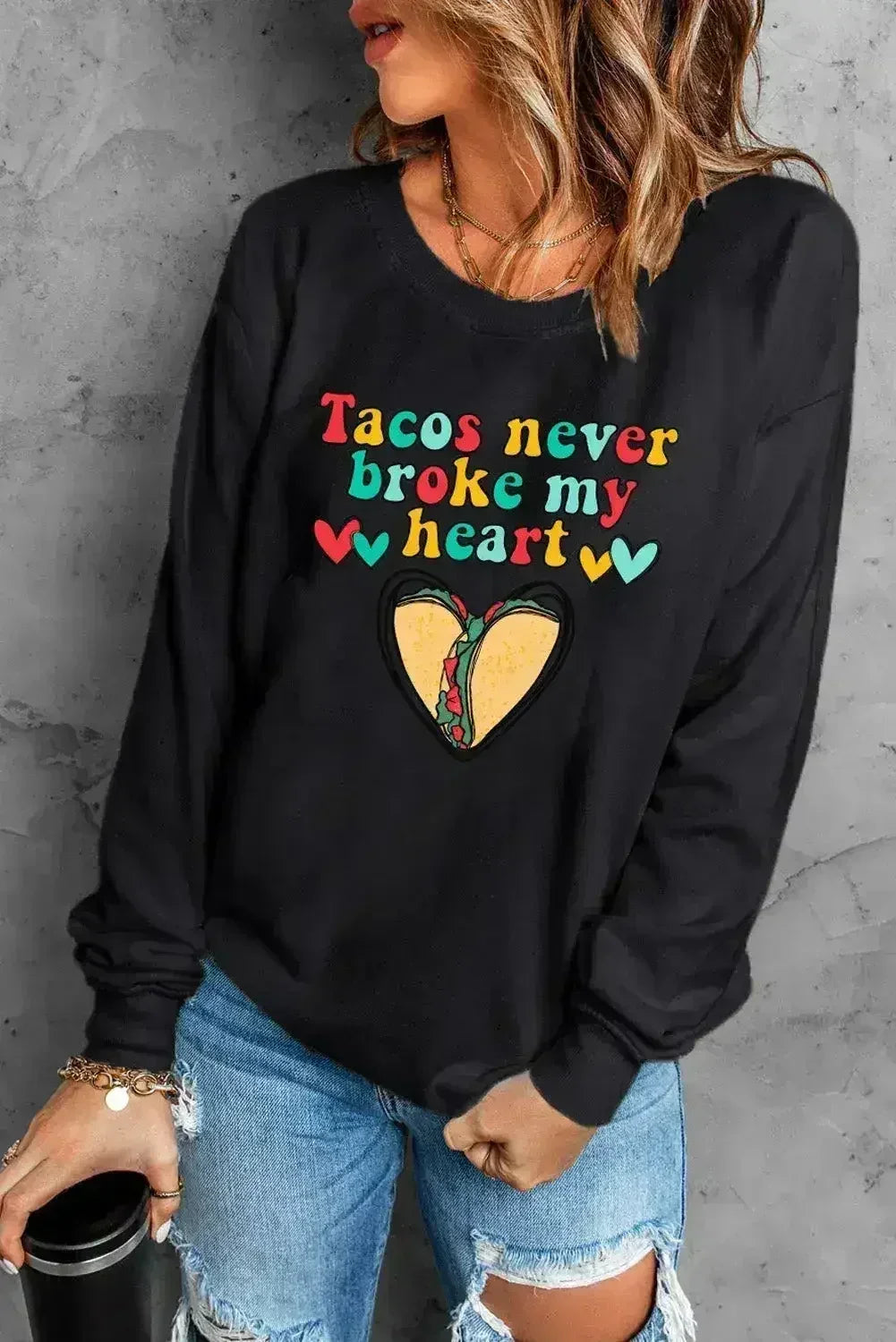 Letter Graphic Heart Sweatshirt - Femstylo