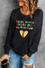 Letter Graphic Heart Sweatshirt - Femstylo