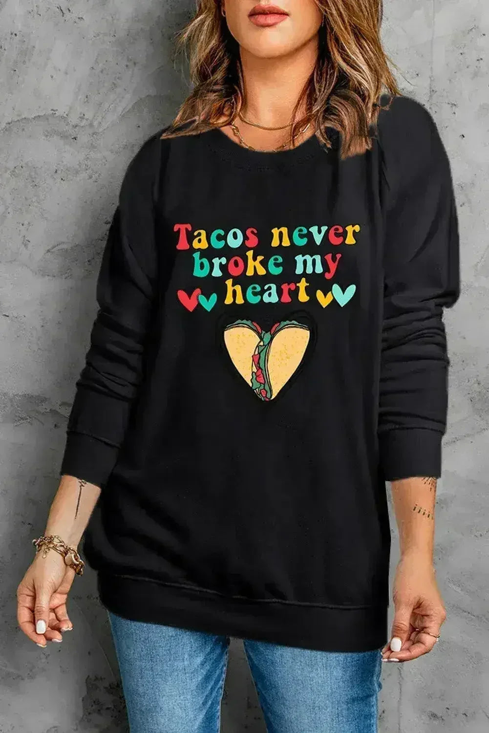 Letter Graphic Heart Sweatshirt - Femstylo