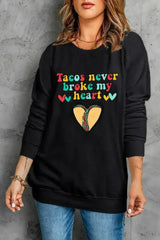 Letter Graphic Heart Sweatshirt - Femstylo