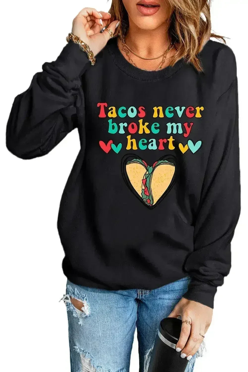 Letter Graphic Heart Sweatshirt - Femstylo