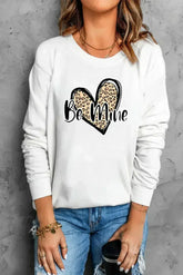 Be Mine Leopard Heart Print Sweatshirt - Femstylo