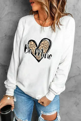 Be Mine Leopard Heart Print Sweatshirt - Femstylo