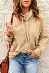 Apricot Cozy Cowl Neck Pullover Sweatshirt | Stylish - Femstylo