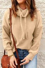 Apricot Cozy Cowl Neck Pullover Sweatshirt | Stylish - Femstylo