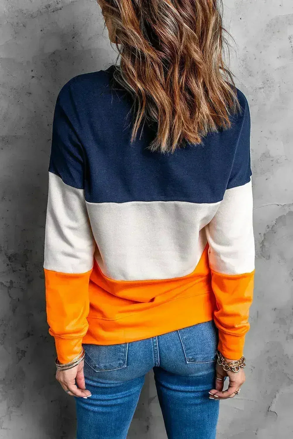 Colorblock Orange Sweatshirt - Femstylo